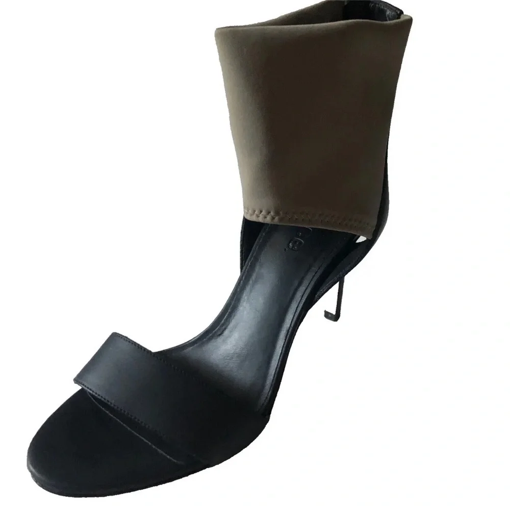 Vince Ankle Stretch Cuff Open Toe Stiletto Sandals Black Size 6 Sample Sale